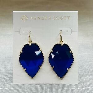 New Kendra Scott Corley Gold Earrings in Cobalt Slate